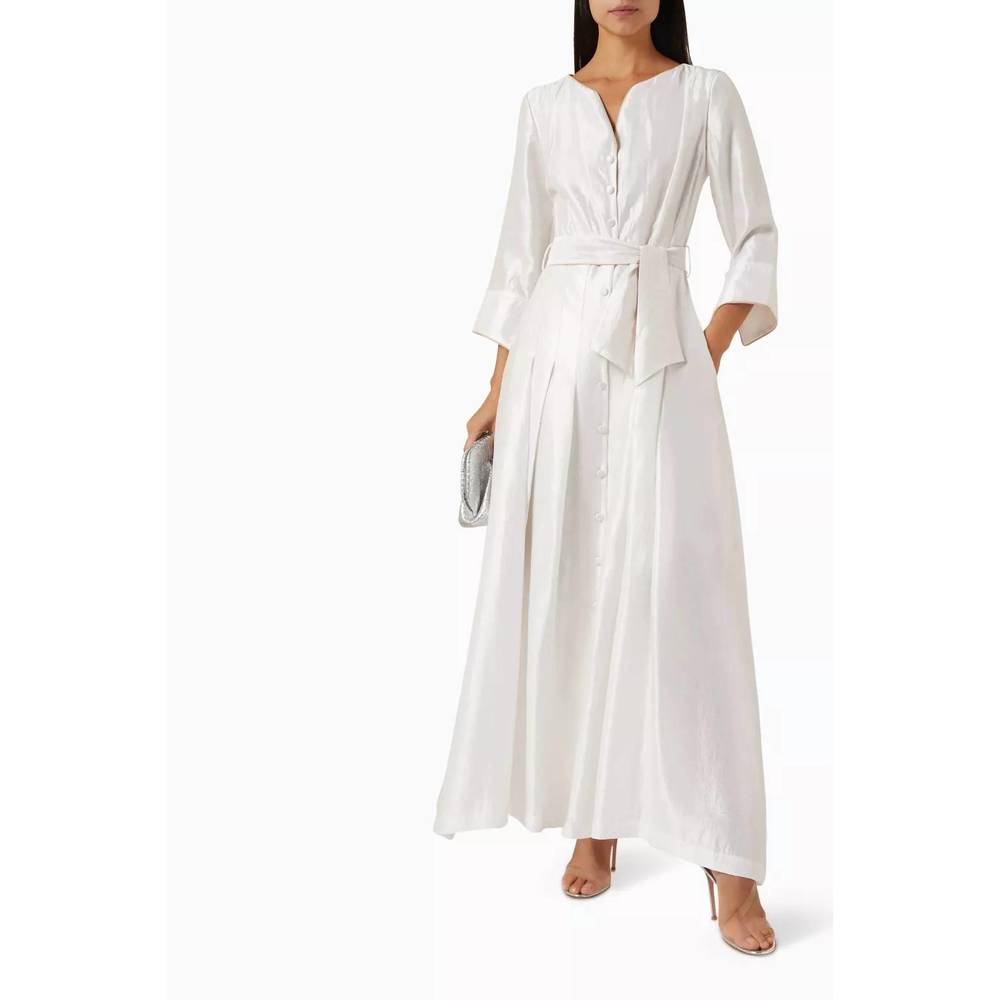 NEW BARUNI cosmos belted maxi dress in white